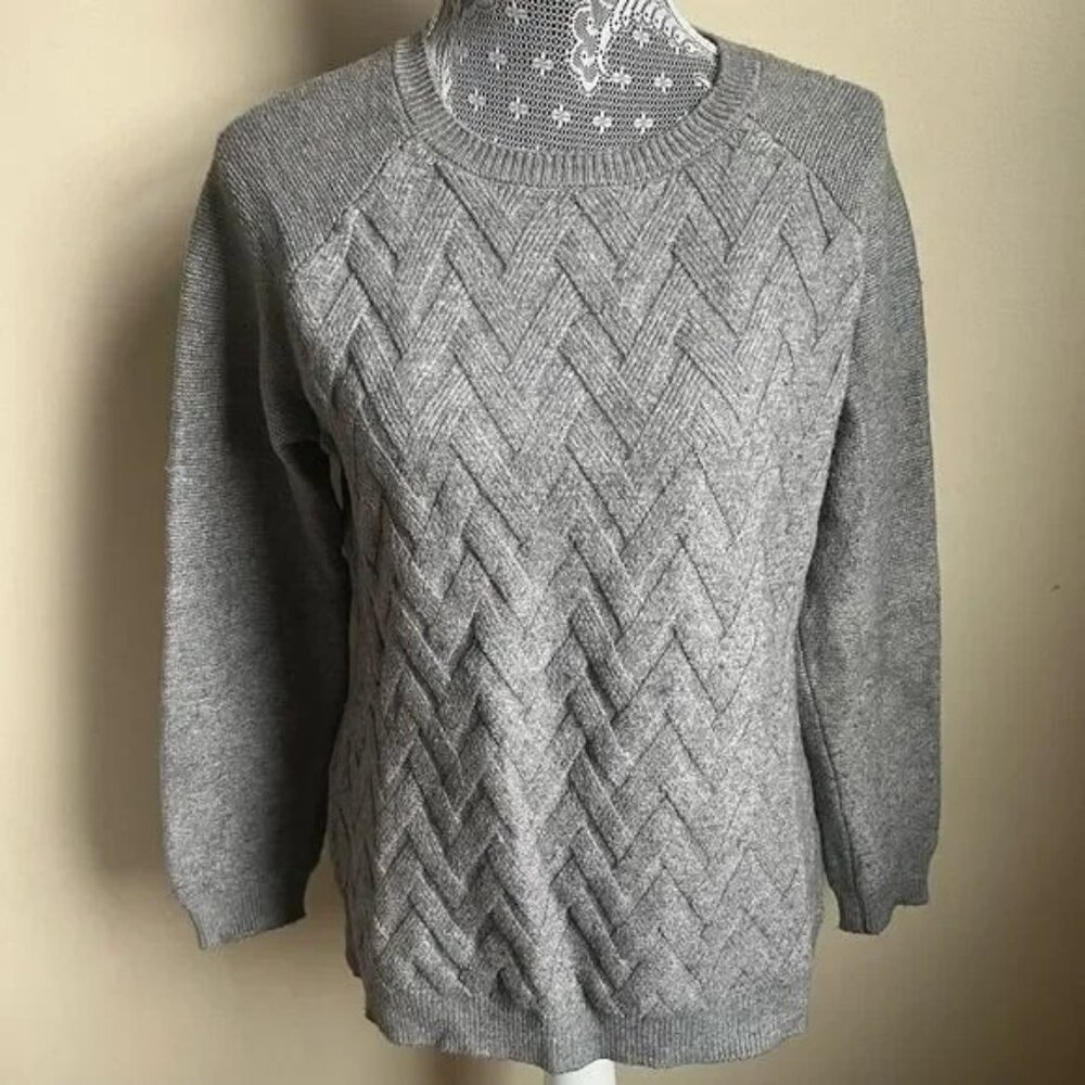 4/$14 CYRUS womens SWEATER casual GRAY heavy WINTER ski THICK crew neck SIZE L